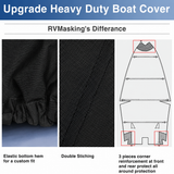 420D/600D Marine Grade Oxford Boat Cover with UV and Waterproof PU Coating, Heavy Duty V-Hull Protection for Docking and Trailer Transport, All-Weather Dust and Sun Shield (Grey 600D Oxford, B)