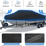420D/600D Marine Grade Oxford Boat Cover with UV and Waterproof PU Coating, Heavy Duty V-Hull Protection for Docking and Trailer Transport, All-Weather Dust and Sun Shield (Grey 600D Oxford, B)