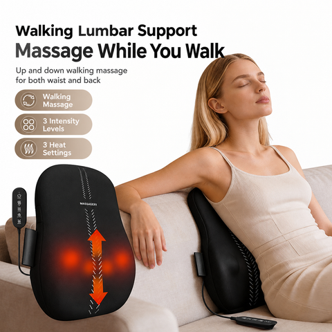 Ergonomic Walking Massage Lumbar Pillow with Soothing Heat and Adjustable Intensity for Home Sofa Relaxation and Back Comfort (Standard Version) In Australia - Darrahopens
