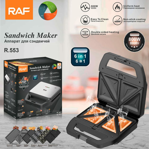 6-in-1 Multifunctional Sandwich Maker with Interchangeable Non-Stick Plates for Waffles, Paninis, Donuts, Madeleines and Cartoon Snacks, Compact Countertop Appliance for Quick Family Meals (Silver) In Australia - Darrahopens
