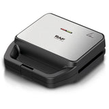 6-in-1 Multifunctional Sandwich Maker with Interchangeable Non-Stick Plates for Waffles, Paninis, Donuts, Madeleines and Cartoon Snacks, Compact Countertop Appliance for Quick Family Meals (Silver)