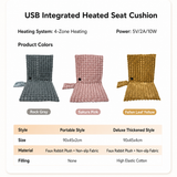USB-Powered Heated Seat Cushion with Plush Faux Rabbit Fur, Anti-Slip Base, and Foldable Backrest – Ideal for Office Chairs, Car Seats, and Outdoor Camping Chairs in Rock Gray, Cherry Pink, and Fallen Yellow. (90×45×4cm, Grey)