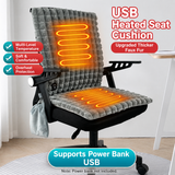 USB-Powered Heated Seat Cushion with Plush Faux Rabbit Fur, Anti-Slip Base, and Foldable Backrest – Ideal for Office Chairs, Car Seats, and Outdoor Camping Chairs in Rock Gray, Cherry Pink, and Fallen Yellow. (90×45×4cm, Pink)