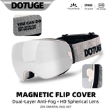 Darrahopens Outdoor Recreation > Snow Sports > Skiing & Accessories DOTUGE DGQ-D07 Magnetic Flip Ski Goggles with REVO Coated Dual-Layer Anti-Fog Spherical Lens, UV400 Protection, OTG Design, and Wide Field of View for Snow Sports (A) In Australia - Darrahopens