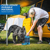 Portable Pet Water Bottle with Built-in Bowl – Leak-Proof, Large Capacity 77oz for Camping, Hiking, and Dog Park Adventures – Ideal for Small to Medium Breeds, Easy to Carry Outdoor Dog Travel Dispenser (Blue)