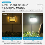 Solar Powered Motion Sensor Wall Light with Dual-Head LED Spotlight, IP65 Waterproof Outdoor Security Lamp for Patio, Doorway, Stairs, and Building Exterior, Auto On/Off at Dusk, 4 Adjustable Lighting Modes, Energy-Efficient and Weather-Resistant (2PCS)