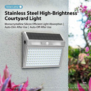 Solar Powered Motion Sensor Wall Light with Dual-Head LED Spotlight, IP65 Waterproof Outdoor Security Lamp for Patio, Doorway, Stairs, and Building Exterior, Auto On/Off at Dusk, 4 Adjustable Lighting Modes, Energy-Efficient and Weather-Resistant (4PCS)