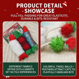 Christmas Plush Catnip Toys with Interactive Teaser Wands – Santa, Snowman, Gingerbread, Bell, and Tree Designs for Kittens and Indoor Cats’ Holiday Fun, Exercise, and Dental Care (Feather Bell)