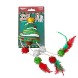 Christmas Plush Catnip Toys with Interactive Teaser Wands – Santa, Snowman, Gingerbread, Bell, and Tree Designs for Kittens and Indoor Cats’ Holiday Fun, Exercise, and Dental Care (Gingerbread Snowman)