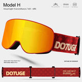 DOTUGE Kids Snow Goggles with Magnetic Flip Design, Anti-Fog HD Lens & UV400 Protection, Compatible with Prescription Glasses, Ideal for Skiing, Snowboarding, and Winter Outdoor Adventures (B)