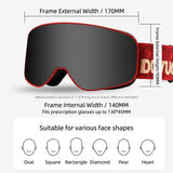 DOTUGE Kids Snow Goggles with Magnetic Flip Design, Anti-Fog HD Lens & UV400 Protection, Compatible with Prescription Glasses, Ideal for Skiing, Snowboarding, and Winter Outdoor Adventures (E)