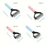 Professional Pet Dematting Comb for Dogs and Cats - Stainless Steel Grooming Tool for Removing Tangles, Mats, and Loose Undercoat Hair, Ideal for Long-Haired and Thick-Coated Breeds - L - Blush