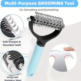 Professional Pet Dematting Comb for Dogs and Cats - Stainless Steel Grooming Tool for Removing Tangles, Mats, and Loose Undercoat Hair, Ideal for Long-Haired and Thick-Coated Breeds - L - Blush