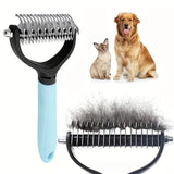 Professional Pet Dematting Comb for Dogs and Cats - Stainless Steel Grooming Tool for Removing Tangles, Mats, and Loose Undercoat Hair, Ideal for Long-Haired and Thick-Coated Breeds - L - Blush