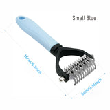 Professional Pet Dematting Comb for Dogs and Cats - Stainless Steel Grooming Tool for Removing Tangles, Mats, and Loose Undercoat Hair, Ideal for Long-Haired and Thick-Coated Breeds - S - Sky Blue
