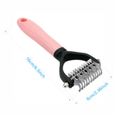 Professional Pet Dematting Comb for Dogs and Cats - Stainless Steel Grooming Tool for Removing Tangles, Mats, and Loose Undercoat Hair, Ideal for Long-Haired and Thick-Coated Breeds - S - Blush