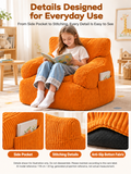 Kids Single Sofa Chair with Corduroy Fabric and Storage Pocket, Cozy Bean Bag Lounger for Children Bedroom and Home Reading Nook (Ivory) In Australia - Darrahopens