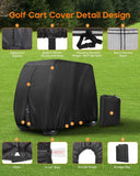 Heavy Duty 420D Oxford Golf Cart Cover with PU Coating, Waterproof Windproof UV-Resistant Storage Protection for 4-Seater and 2+2 Passenger Carts, Includes Storage Bag, Secure Side Zipper Access and Elastic Bottom (95*48*66inch, 210D)