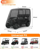 Heavy Duty 420D Oxford Golf Cart Cover with PU Coating, Waterproof Windproof UV-Resistant Storage Protection for 4-Seater and 2+2 Passenger Carts, Includes Storage Bag, Secure Side Zipper Access and Elastic Bottom (112*48*73inch, 210D)