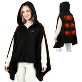Graphene Heated Hooded Poncho Blanket – USB-Powered Wearable Shawl for Office, Home, Outdoor, and Travel with 3 Adjustable Temperature Settings and Soft Cotton Blend Fabric (Black) In Australia - Darrahopens