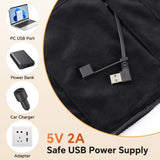 Graphene Heated Hooded Poncho Blanket – USB-Powered Wearable Shawl for Office, Home, Outdoor, and Travel with 3 Adjustable Temperature Settings and Soft Cotton Blend Fabric (Black)
