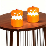 Dual-Expression Halloween Pumpkin Night Light with 360° Warm Glow, Rechargeable and Portable for Trick-or-Treat, Tabletop Decor, or Hanging Spooky Ambiance Anywhere (1PCS)