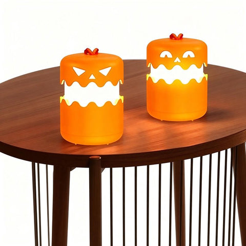 Dual-Expression Halloween Pumpkin Night Light with 360° Warm Glow, Rechargeable and Portable for Trick-or-Treat, Tabletop Decor, or Hanging Spooky Ambiance Anywhere (3PCS)