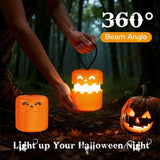 Dual-Expression Halloween Pumpkin Night Light with 360° Warm Glow, Rechargeable and Portable for Trick-or-Treat, Tabletop Decor, or Hanging Spooky Ambiance Anywhere (3PCS) In Australia - Darrahopens