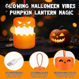 Dual-Expression Halloween Pumpkin Night Light with 360° Warm Glow, Rechargeable and Portable for Trick-or-Treat, Tabletop Decor, or Hanging Spooky Ambiance Anywhere (3PCS) In Australia - Darrahopens