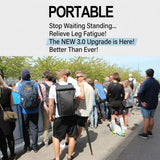 Portable Folding Stool with Adjustable Height for Travel, Commuting, Queueing, and Outdoor Activities – Compact Collapsible Single-Leg Seat with Sturdy Steel Core and Non-Slip Base, Perfect On-the-Go Seating Solution (Black)