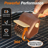 Handheld Electric Grill Cleaning Brush with Rotating Stainless Steel Head for Outdoor BBQ and Home Grill Maintenance (Brown)
