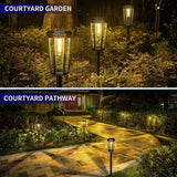 Solar Powered Hexagonal Tungsten Pathway Lights with Warm White Glow, Automatic On/Off, Weatherproof Spike Design for Garden, Lawn, Walkway, and Patio Decorative Illumination (8PCS)