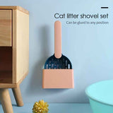 Colorful Cat Litter Scoop Set with Wall-Mountable Storage Base for Easy Cleaning and Organization (Pink) In Australia - Darrahopens