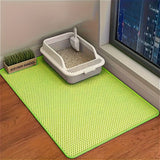 Double-Layer Honeycomb Cat Litter Mat – Waterproof, Slip-Resistant, Leak-Proof, and Easy-Clean Pet Mat for Litter Box Area, Odor-Free and Durable with 6 Vibrant Colors Available (L, Pink)