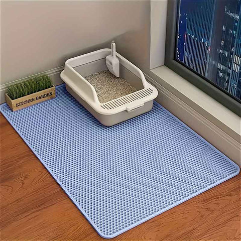 Double-Layer Honeycomb Cat Litter Mat – Waterproof, Slip-Resistant, Leak-Proof, and Easy-Clean Pet Mat for Litter Box Area, Odor-Free and Durable with 6 Vibrant Colors Available (XL, Blue) In Australia - Darrahopens