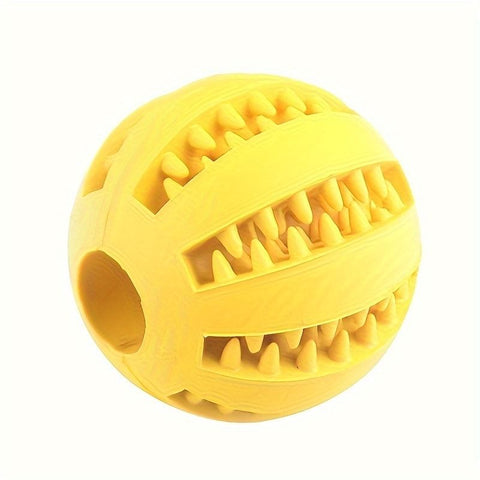 Interactive Dog Chew Toy for Small Breeds - Durable Rubber Treat Dispensing Ball for Dental Cleaning, Slow Feeding, and Fun Playtime with Your Furry Friend (7cm, Yellow)
