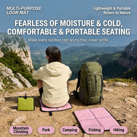 Ultralight Portable Folding Seat Cushion – Waterproof, Tear-Resistant PU Outdoor Mat for Hiking, Camping, Picnics, and Park Relaxation with Carabiner Clip and Compact Foldable Design (Green) In Australia - Darrahopens