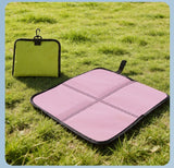 Ultralight Portable Folding Seat Cushion – Waterproof, Tear-Resistant PU Outdoor Mat for Hiking, Camping, Picnics, and Park Relaxation with Carabiner Clip and Compact Foldable Design (Pink)