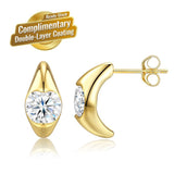 Elevate your everyday elegance with these luxurious moissanite drop earrings, featuring brilliant round-cut stones in a radiant gold setting. Designed for versatile wear, they effortlessly transition from chic daily office attire to refined formal occasio