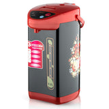 6.8L Electric Thermostatic Hot Water Boiler with Stainless Steel Interior, Floral Pattern, Keep Warm Function for Home and Small Office Daily Hot Water Use (Red)
