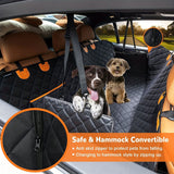 100% Waterproof Pet Car Seat Cover Hammock – Heavy-Duty 600D Scratch-Resistant, Anti-Slip, Soft & Durable Dog Seat Protector for Cars, Trucks, and SUVs – Fits Rear Seats with Easy Foldable Design (BlackOrange)