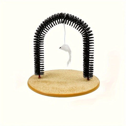 Cat Arch Groomer & Self-Scratching Toy – Interactive Massage, Brushing, and Play Station with Hanging Catnip Mouse for Indoor Cats In Australia - Darrahopens