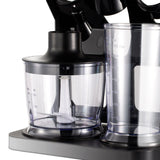 5-in-1 Handheld Immersion Blender Set with 500W Motor, Stainless Steel Blades, 700ml Beaker, Chopper Bowl, Whisk and Masher Attachments for Smoothies, Baby Food, Soups and Baking (Silver)