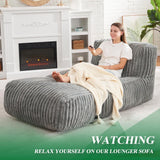 Darrahopens Furniture > Sofas > Sofas & Sofa Beds Ergonomic Bean Bag Chaise Lounger with Vertical Plush Fabric and High-Density Foam for Living Room Reading, Napping, and TV Watching (Grey) In Australia - Darrahopens