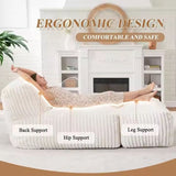 Darrahopens Furniture > Sofas > Sofas & Sofa Beds Ergonomic Bean Bag Chaise Lounger with Vertical Plush Fabric and High-Density Foam for Living Room Reading, Napping, and TV Watching (Khaki) In Australia - Darrahopens