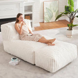 Darrahopens Furniture > Sofas > Sofas & Sofa Beds Ergonomic Bean Bag Chaise Lounger with Vertical Plush Fabric and High-Density Foam for Living Room Reading, Napping, and TV Watching (Khaki) In Australia - Darrahopens