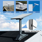 Adjustable Roof Mount Bracket with 180° Pivot and 360° Rotating Mast for Standard Gen 3 Dish and Small Electronic Devices, Heavy Duty Outdoor Installation Kit with Cable Management (DarkGrey)