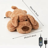 USB Heated Plush Dog Pillow – Soft Warm Stuffed Animal for Cozy Snuggling, Body Warmth & Relaxation at Home (Dark Grey Border Collie)
