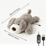 USB Heated Plush Dog Pillow – Soft Warm Stuffed Animal for Cozy Snuggling, Body Warmth & Relaxation at Home (Light Grey Schnauzer)