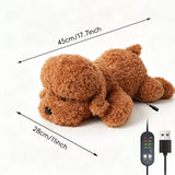 USB Heated Plush Dog Pillow – Soft Warm Stuffed Animal for Cozy Snuggling, Body Warmth & Relaxation at Home (Light Grey Schnauzer)